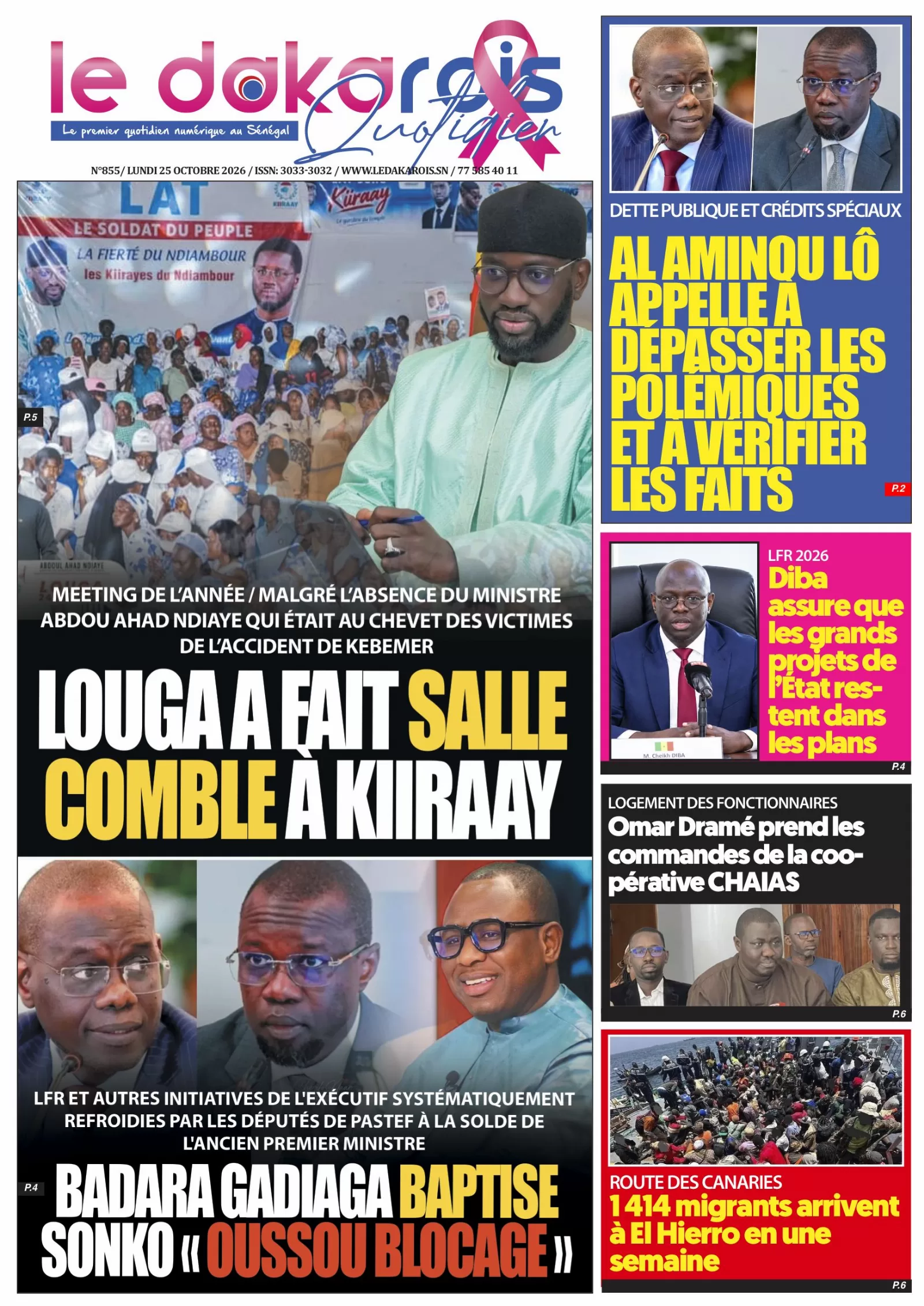Le Dakarois Quotidien N°855 – 26/10/2026