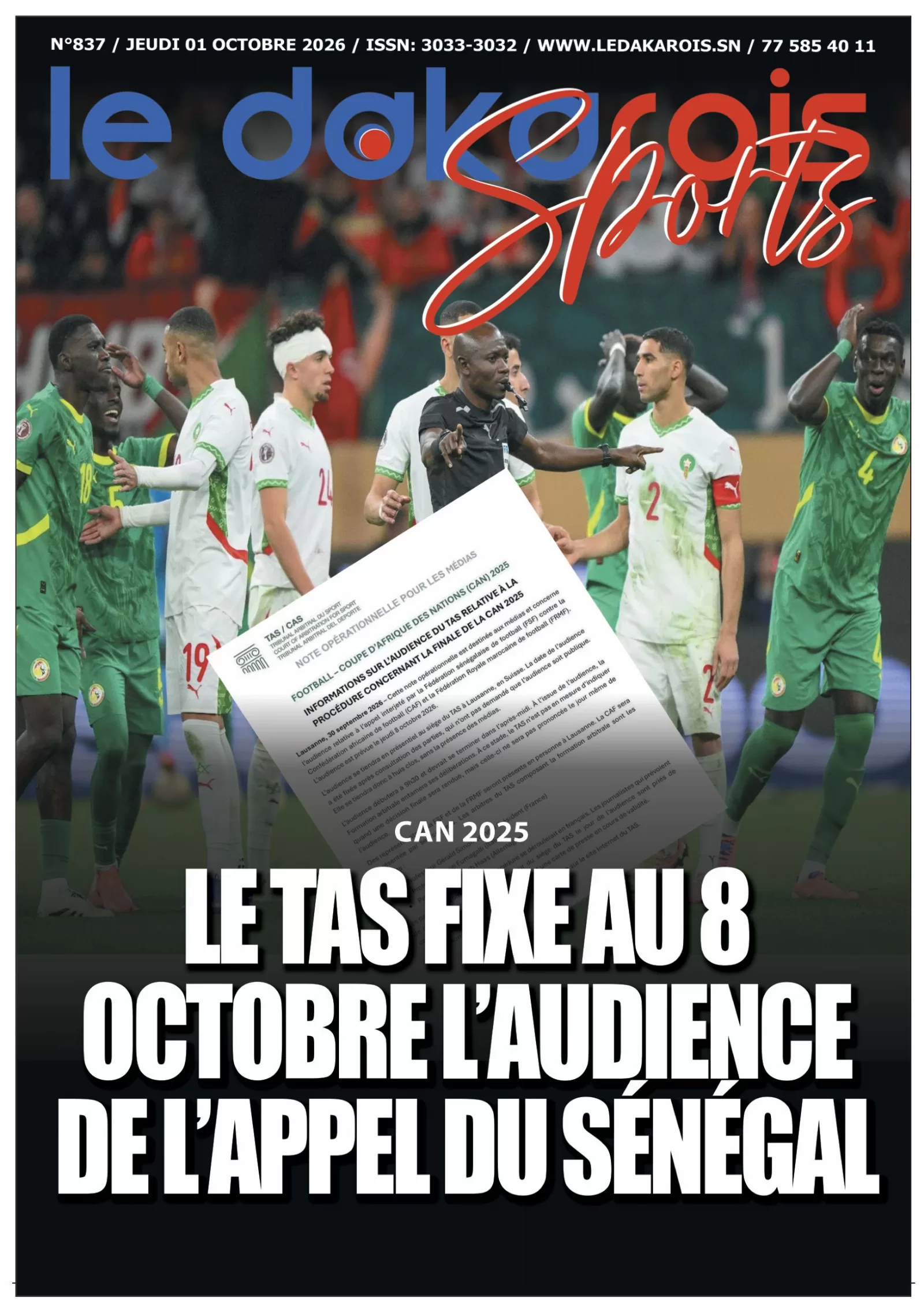Le Dakarois Sports N°837 – 01/10/2026